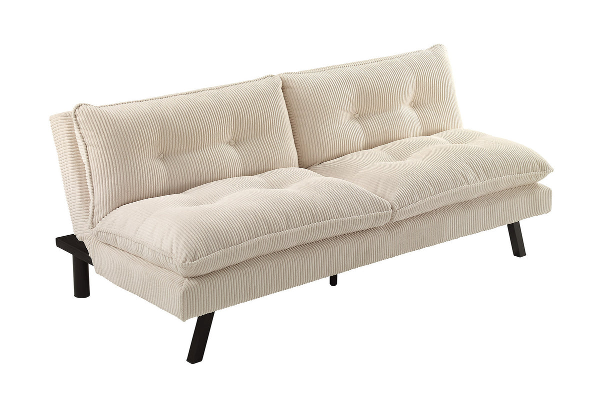 Schlafsofa CAPULO Beige Cord 190cm 3-Sitzer Couch modern