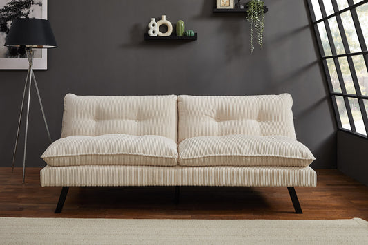 Schlafsofa CAPULO Beige Cord 190cm 3-Sitzer Couch modern