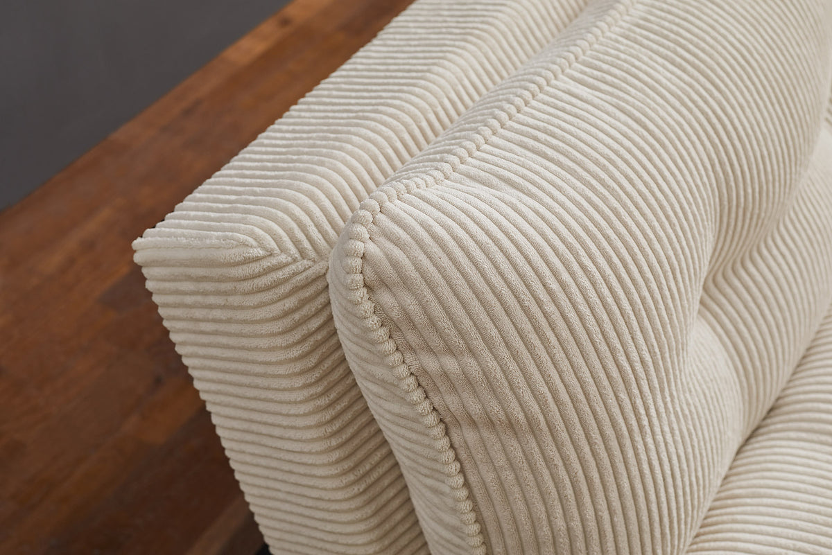 Schlafsofa CAPULO Beige Cord 190cm 3-Sitzer Couch modern