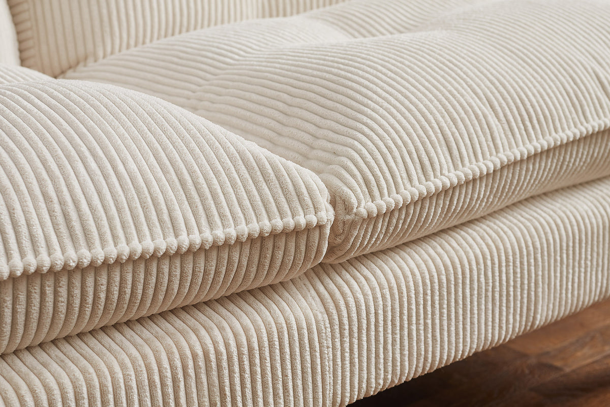 Schlafsofa CAPULO Beige Cord 190cm 3-Sitzer Couch modern