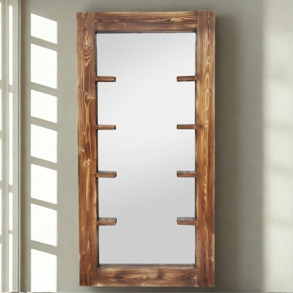 Massivholz-Spiegel HARMONY mit Ablagen 180cm Pinie geflammt