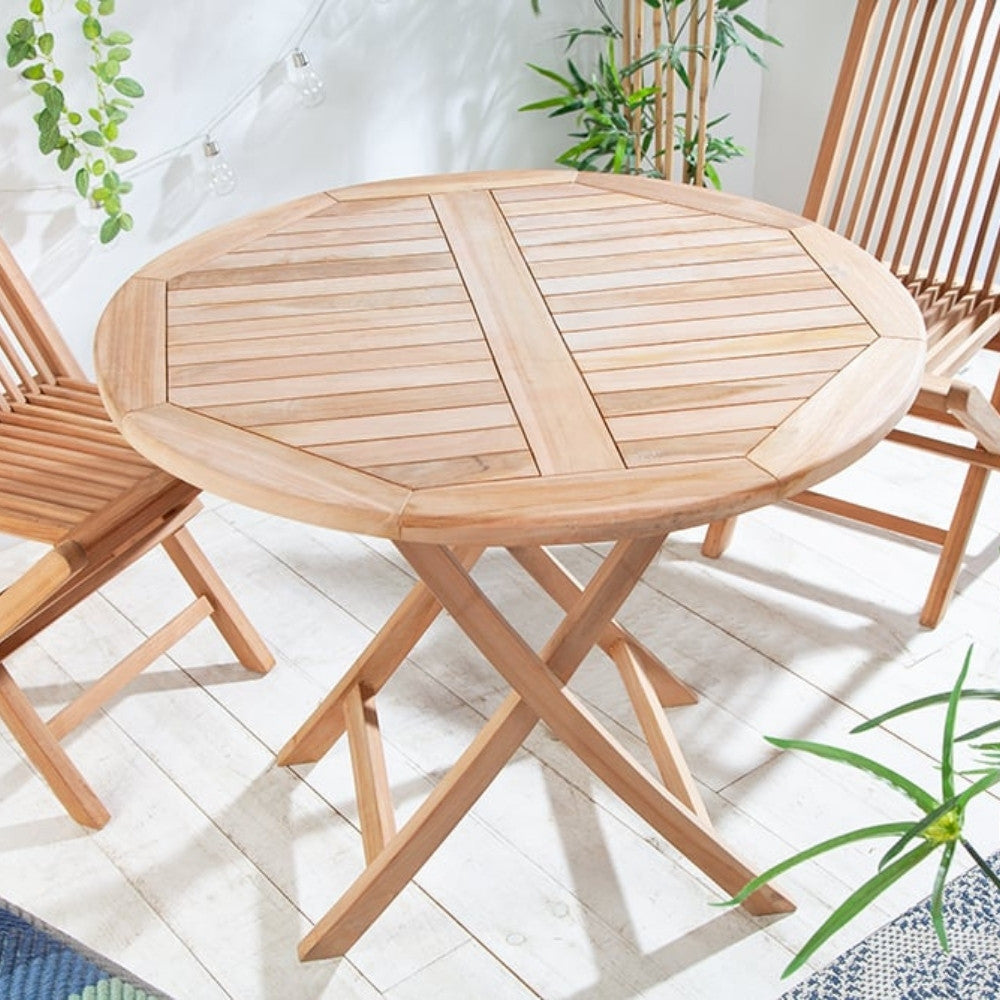 Teak Gartentisch KURSI klappbar ca. D100cm Esstisch